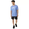 ASICS STRIPETE KORT ERME T-SKJORTE
