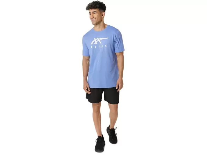ASICS STRIPETE KORT ERME T-SKJORTE