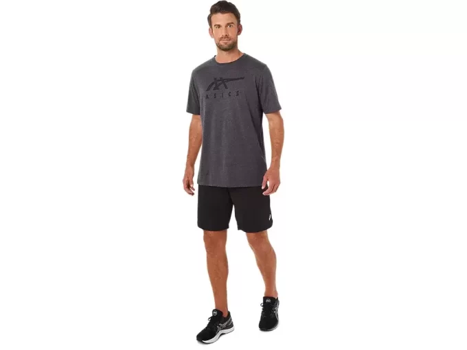 ASICS STRIPETE KORT ERME T-SKJORTE