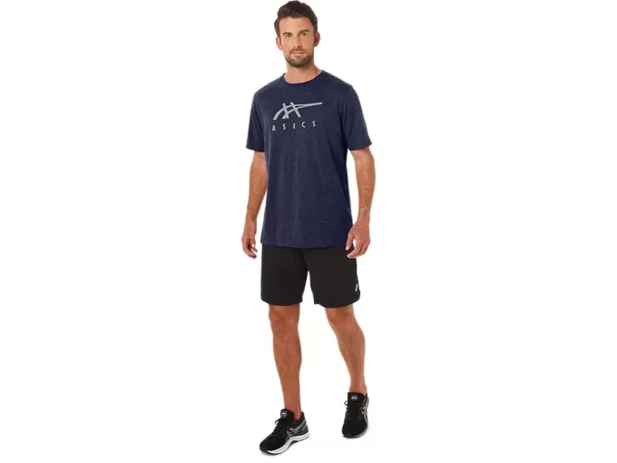 ASICS STRIPETE KORT ERME T-SKJORTE