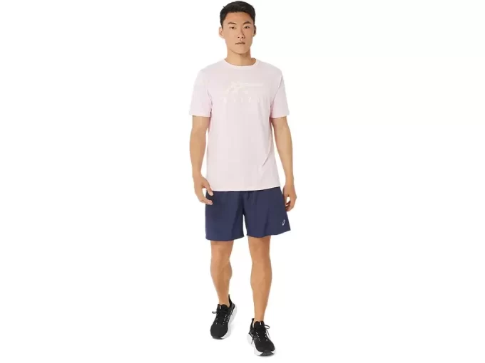 ASICS STRIPETE KORT ERME T-SKJORTE