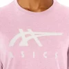ASICS STRIPETE KORT ERME T-SKJORTE