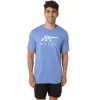 ASICS STRIPETE KORT ERME T-SKJORTE