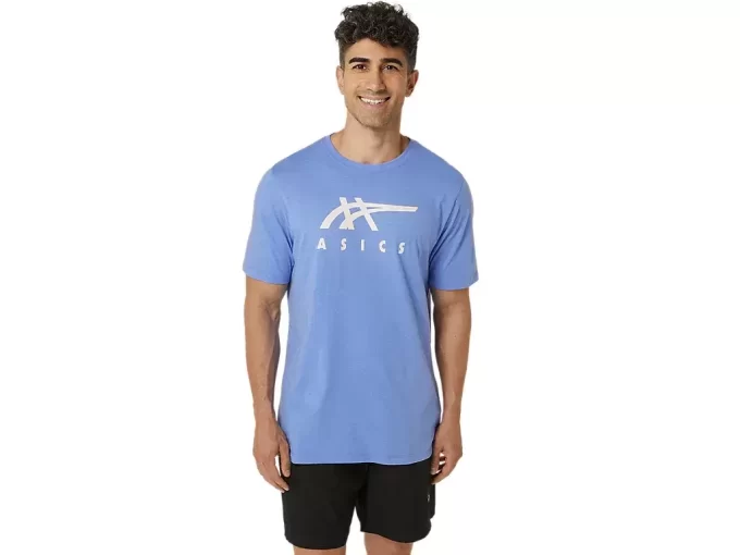 ASICS STRIPETE KORT ERME T-SKJORTE