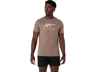 ASICS STRIPETE KORT ERME T-SKJORTE