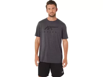 ASICS STRIPETE KORT ERME T-SKJORTE