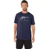 ASICS STRIPETE KORT ERME T-SKJORTE