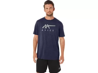 ASICS STRIPETE KORT ERME T-SKJORTE