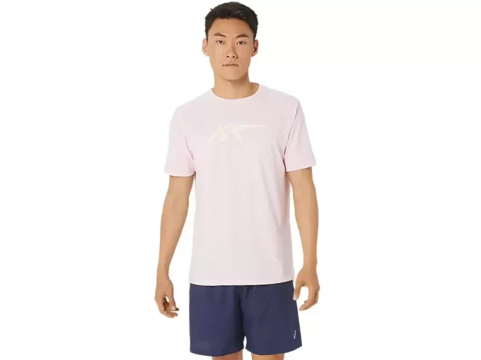 ASICS STRIPETE KORT ERME T-SKJORTE