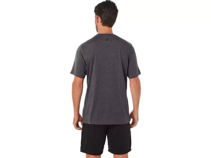ASICS STRIPETE KORT ERME T-SKJORTE