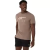 ASICS STRIPETE KORT ERME T-SKJORTE