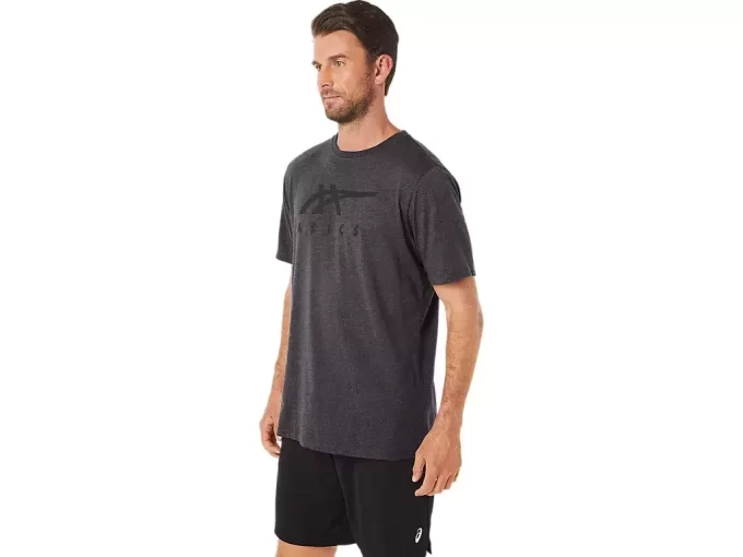 ASICS STRIPETE KORT ERME T-SKJORTE