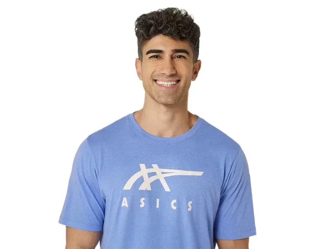 ASICS STRIPETE KORT ERME T-SKJORTE