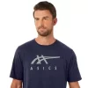 ASICS STRIPETE KORT ERME T-SKJORTE
