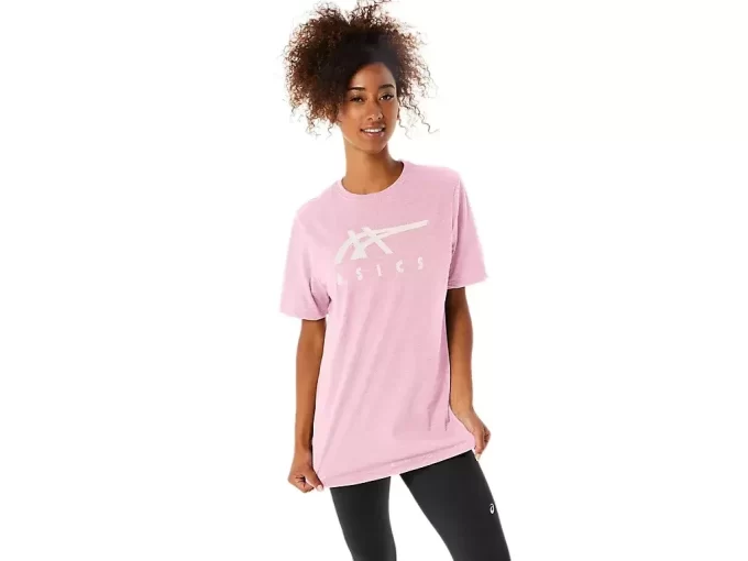 ASICS STRIPETE KORT ERME T-SKJORTE