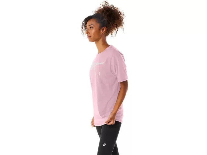 ASICS STRIPETE KORT ERME T-SKJORTE
