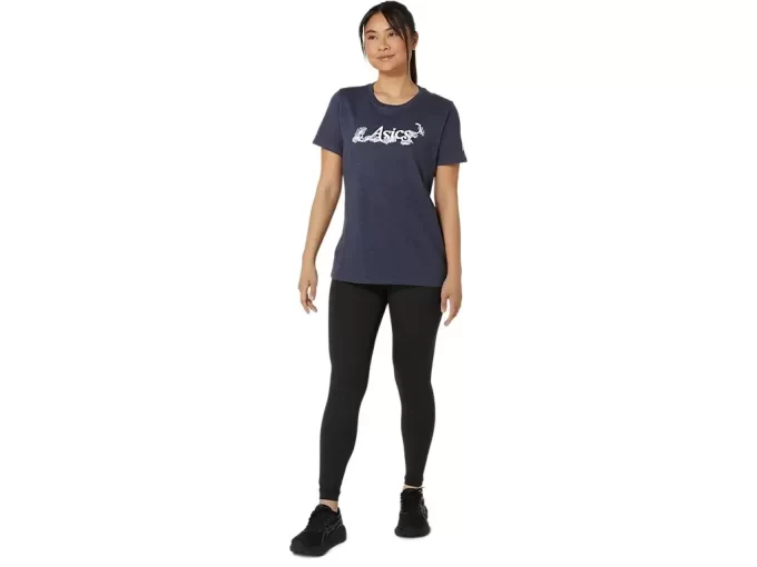 DAME ASICS BLOMSTER-T-SKJORTE MED SLAGORD, KORT ERME