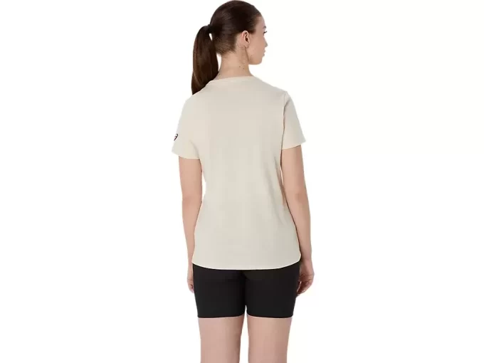 DAME ASICS BLOMSTER-T-SKJORTE MED SLAGORD, KORT ERME
