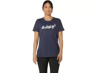 DAME ASICS BLOMSTER-T-SKJORTE MED SLAGORD, KORT ERME