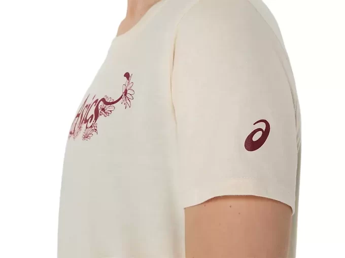 DAME ASICS BLOMSTER-T-SKJORTE MED SLAGORD, KORT ERME
