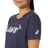DAME ASICS BLOMSTER-T-SKJORTE MED SLAGORD, KORT ERME