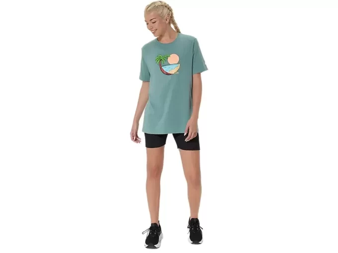 UNISEX ASICS PALM IN THE SUN KORT ERME T-SKJORTE UNISEX ASICS PALM IN THE SUN KORT ERME T-SKJORTE