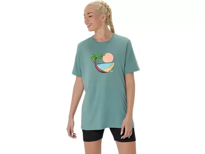 UNISEX ASICS PALM IN THE SUN KORT ERME T-SKJORTE UNISEX ASICS PALM IN THE SUN KORT ERME T-SKJORTE