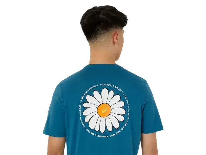 UNISEX ASICS T-SKJORTE MED DAISY-PRINT OG KORT ERME